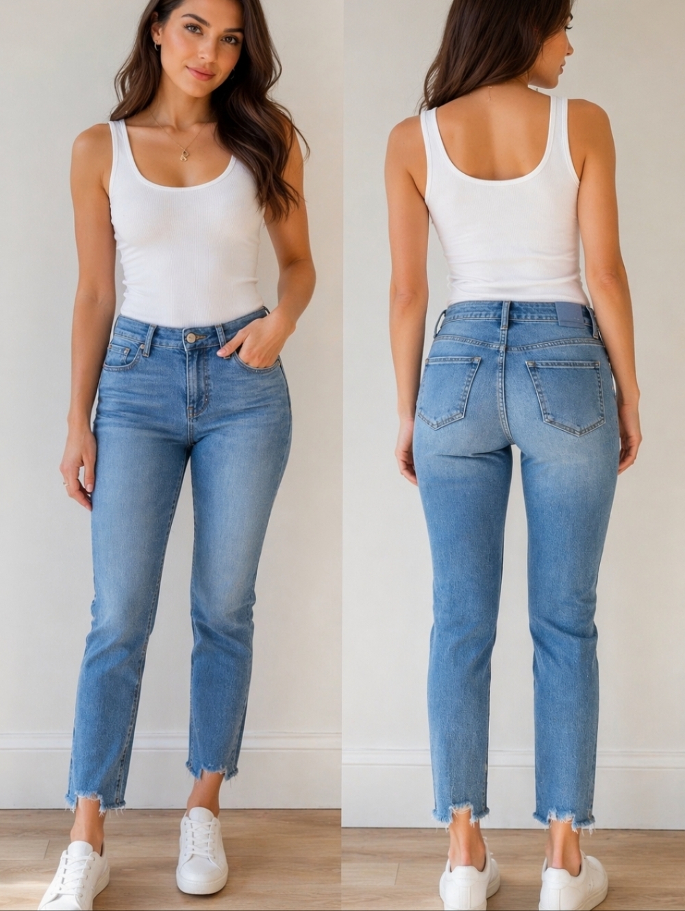 Just USA Raw Hem Ankle Jeans Petite 28P Distressed Light Wash Skinny